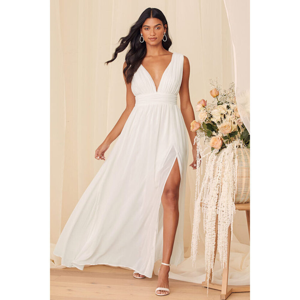 Lulus Heavenly Hues White Maxi Dress - Size L
